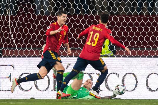 Alvaro Morata of Spain celebrates
