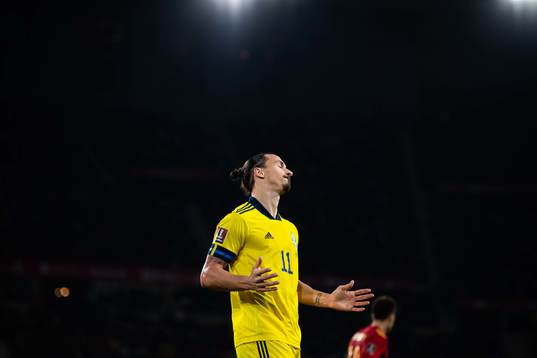Zlatan Ibrahimovic of Sweden looks dejected