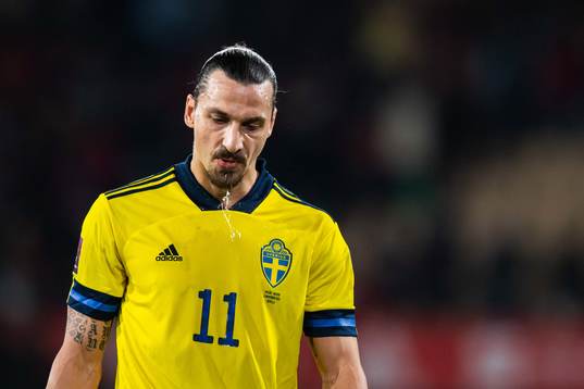 Zlatan Ibrahimovic of Sweden looks dejected