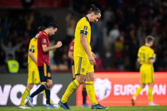 Zlatan Ibrahimovic of Sweden looks dejected