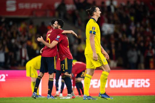 Zlatan Ibrahimovic of Sweden looks dejected while player of