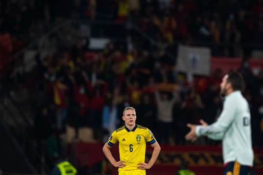 Ludwig Augustinsson of Sweden looks dejected