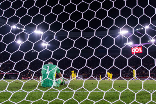 Goalkeeper Robin Olsen of Sweden looks dejected
