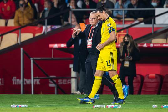 Head coach Janne Andersson and Zlatan Ibrahimovic of Sweden