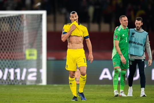 Zlatan Ibrahimovic of Sweden looks dejected