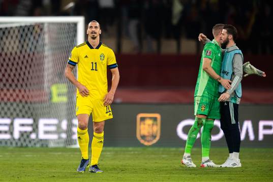Zlatan Ibrahimovic of Sweden looks dejected