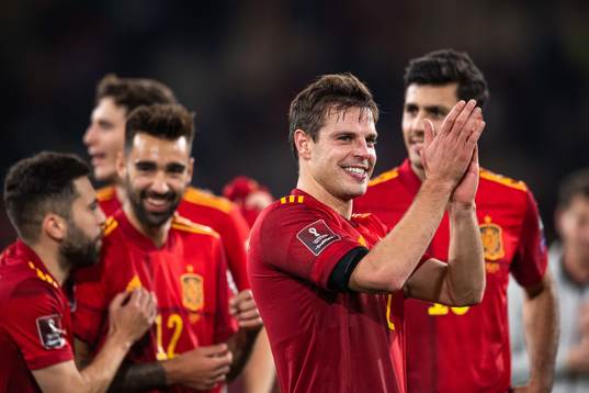 Cesar Azpilicueta of Spain celebrates