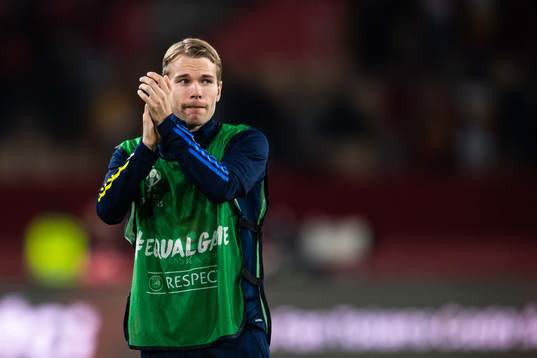 Oscar Lewicki of Sweden looks dejected