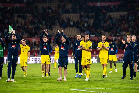 Players of Sweden thank the supporters