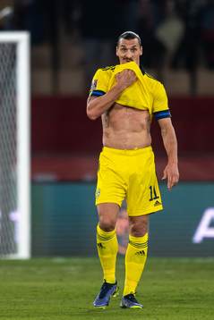 Zlatan Ibrahimovic of Sweden looks dejected