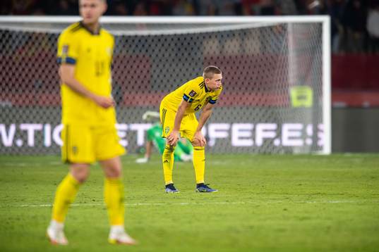 Ludwig Augustinsson of Sweden looks dejected