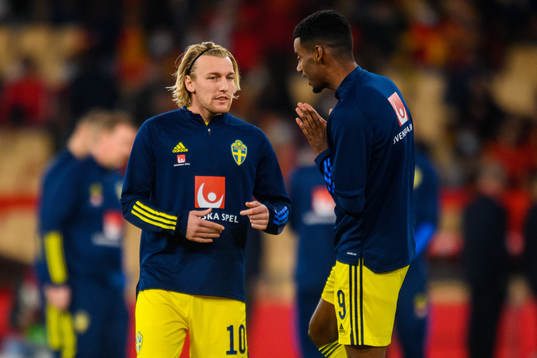 Emil Forsberg and Alexander Isak of Sweden