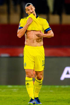Zlatan Ibrahimovic of Sweden looks dejected