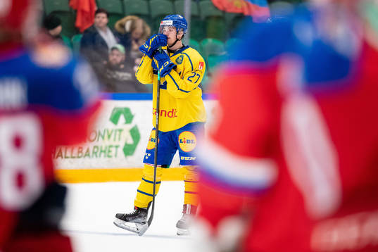 Linus Sjödin of Sweden looks dejected