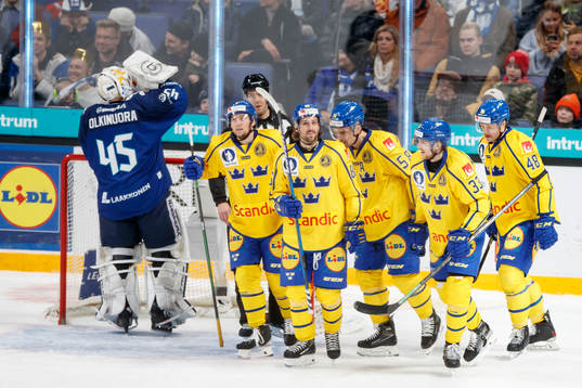 Players of Sweden celebrating goal