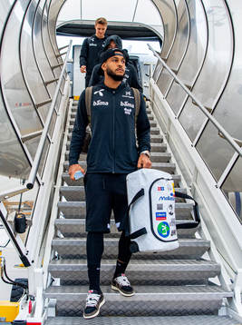 Joshua King of the Norwegian national football team arrives