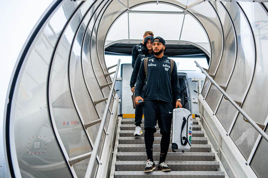 Joshua King of the Norwegian national football team arrives