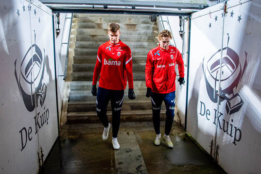 Alexander Sørloth and Ola Solbakken of the Norwegian