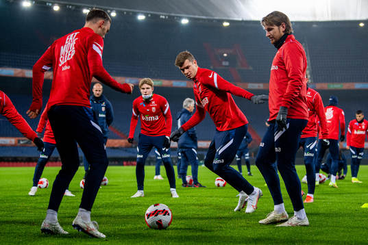 Alexander Sørloth and Stefan Strandberg of the Norwegian