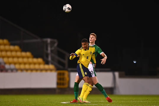 Amin Sarr of Sweden and Joel Bagan of Republic of Ireland