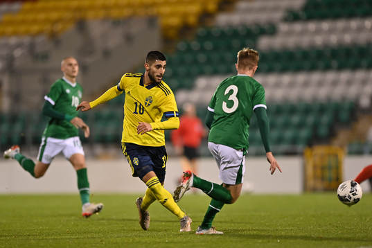 Rami Al Hajj of Sweden and Joel Bagan of Republic of Ireland