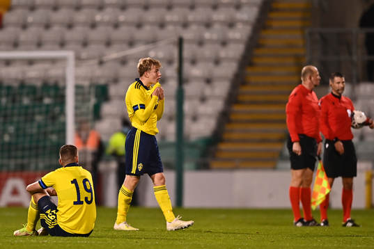 Daniel Svensson of Sweden looks dejected