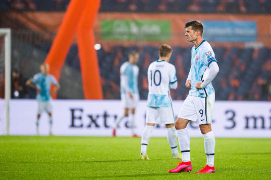 Alexander Sørloth of Norway looks dejected