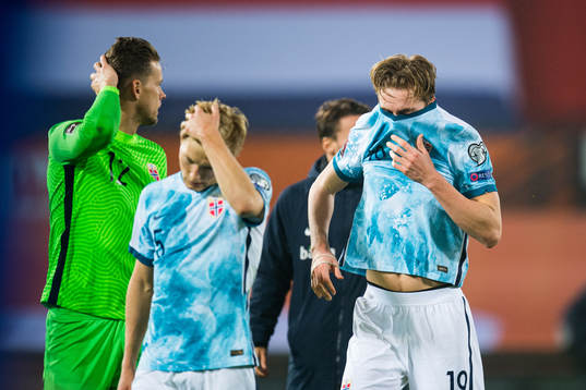 Kristian Thorstvedt of Norway looks dejected