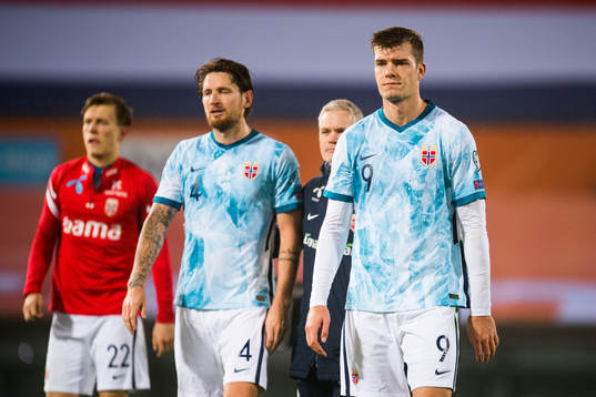 Stefan Strandberg and Alexander Sørloth of Norway looks