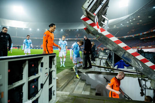 Virgil van Dijk of Netherlands and Andreas Hanche-Olsen and