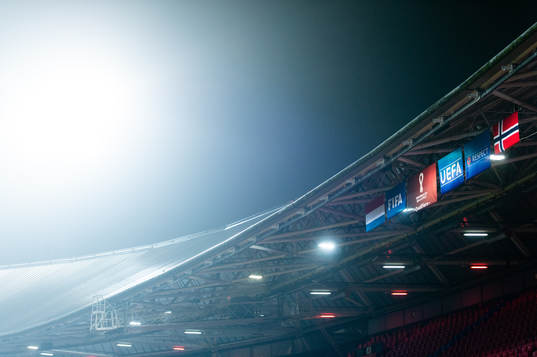 The flags of the two teams
