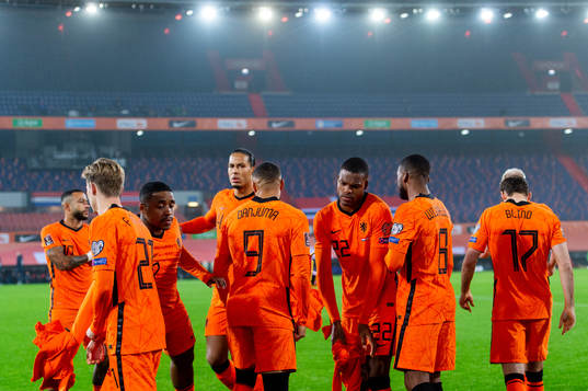 Memphis Depay, Steven Bergwijn, Virgil van Dijk and Denzel