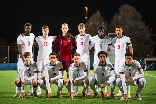 The starting eleven of England pose for a photo