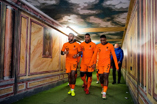 Memphis Depay, Arnaut Danjuma and Steven Bergwijn of
