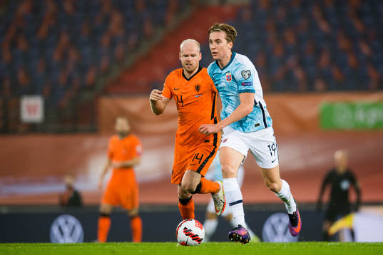 Kristian Thorstvedt of Norway and Davy Klaassen. of