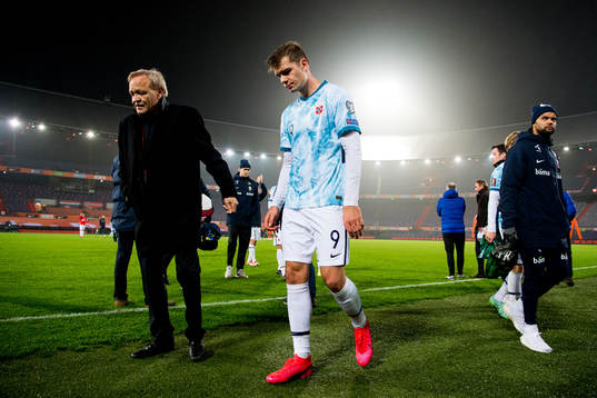 Alexander Sørloth of Norway looks dejected