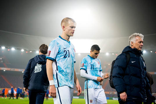 Andreas Hanche-Olsen and Mohamed Elyounoussi of Norway
