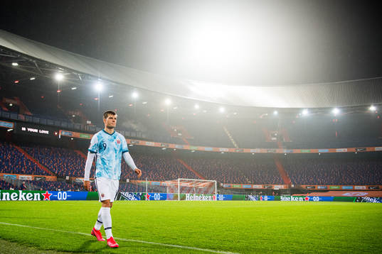 Alexander Sørloth of Norway looks dejected