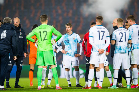 Thomas Lehne Olsen of Norway looks dejected