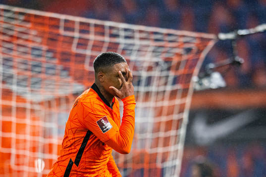 Steven Bergwijn of Netherlands celebrates