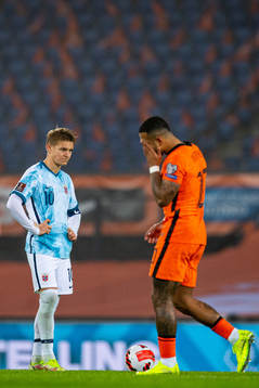 Martin Ødegaard of Norway looks dejected