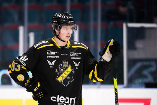 s Malte Setkov innan ishockeymatchen i Hockeyallsvenskan