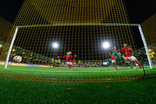 Catarina Amado of Benfica celebrates scoring 1-2 behind