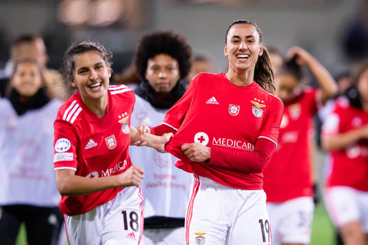 Francisca Nazareth and Catarina Amado of Benfica celebrates