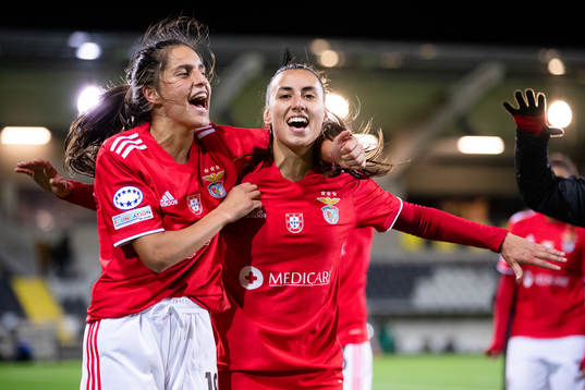 Francisca Nazareth and Catarina Amado of Benfica celebrates