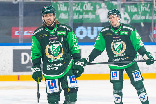 Färjestads Linus Johansson och Mattias Göransson deppar