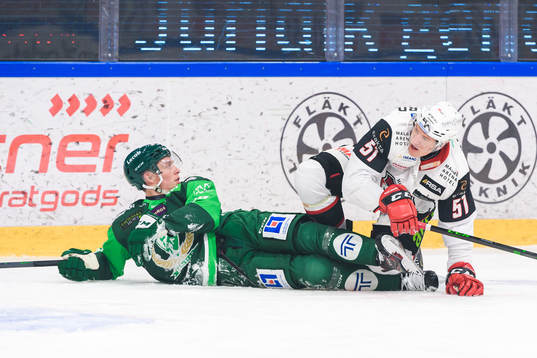 Färjestads Mattias Göransson och Malmö Redhawks Emil