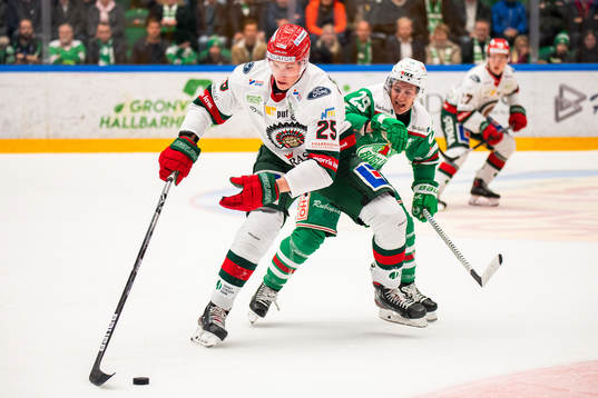 Frölundas Elmer Söderblom och Rögles Tyler Kelleher