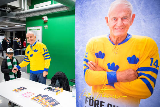 Ulf Sterner, förste svensk att spela i NHL signerar sin