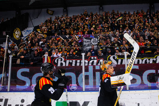 Brynäs Oula Palve och Brynäs målvakt Veini Vehviläinen